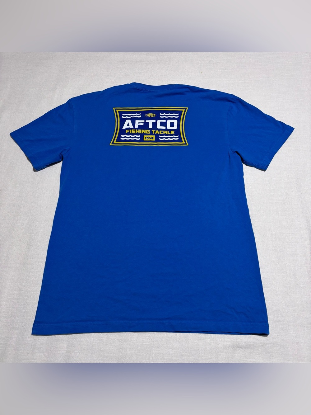 Men’s AFTCO Fishing Tackle 1958 Pocket Tee | Blue | Size Large